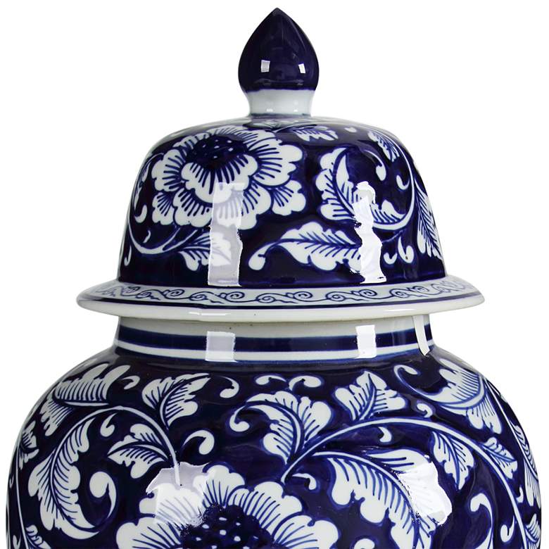 Image 2 Aline Blue and White 18" High Ginger Jar with Lid more views