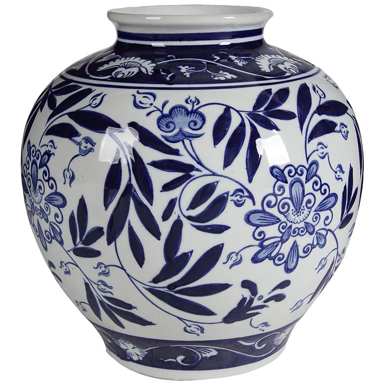 Image 1 Aline Gloss Blue and White 9" High Decorative Vase