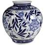 Aline Gloss Blue and White 9" High Decorative Vase