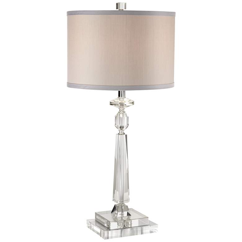 Image 1 Aline Modern Crystal Table Lamp With 7 inch Wide Square Riser