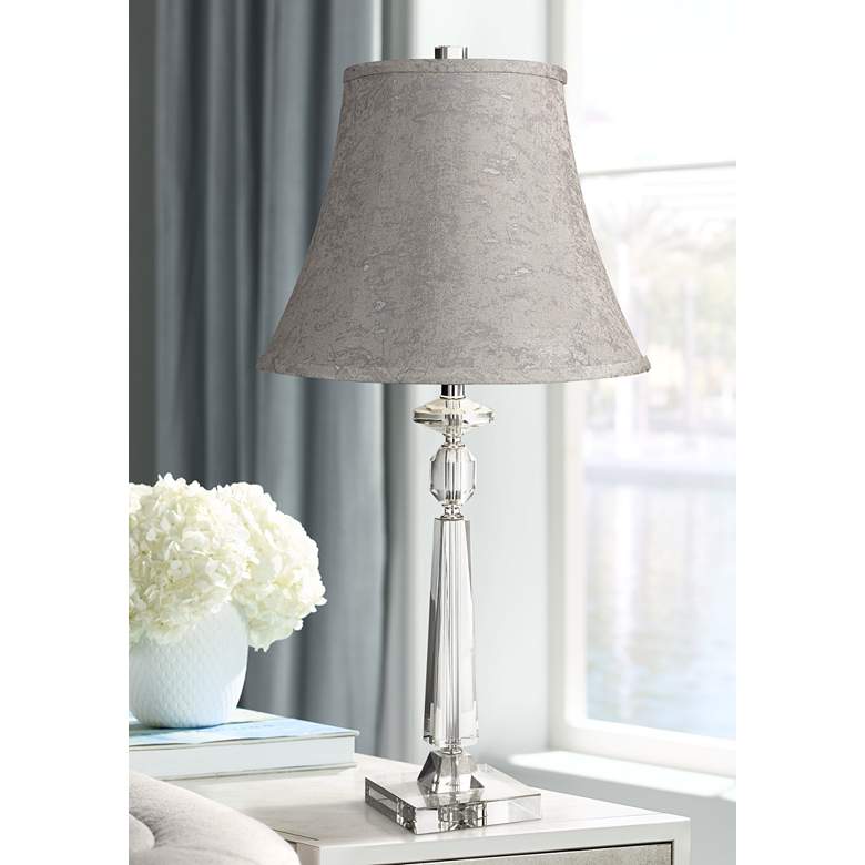 Image 1 Aline Modern Crystal Table Lamp with Taupe Bell Shade