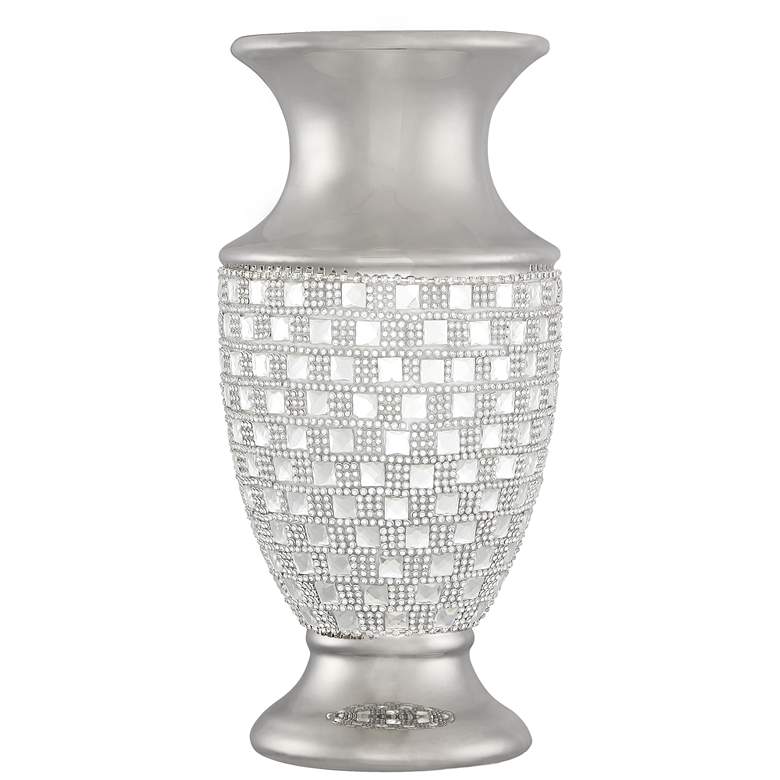 Image 2 Alino 11 1/2 inch High Silver and Crystal Urn Vase