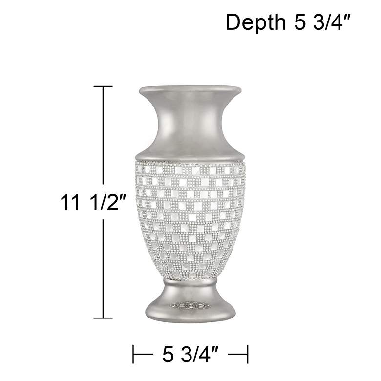 Image 4 Alino 11 1/2 inch High Silver and Crystal Urn Vase more views