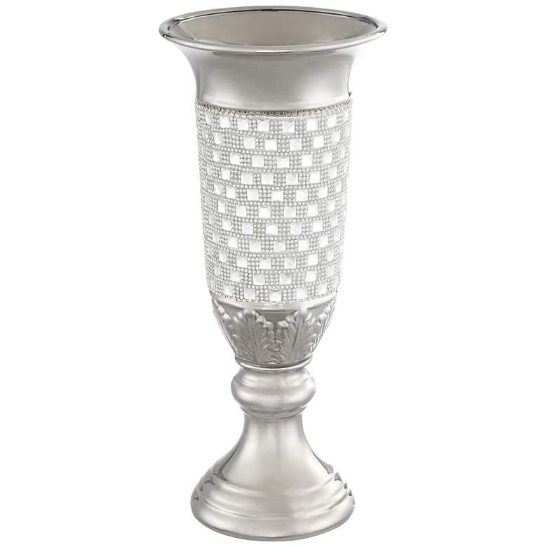 Image 3 Alino Crystal 16 inch High Silver Pillar Urn Vase more views