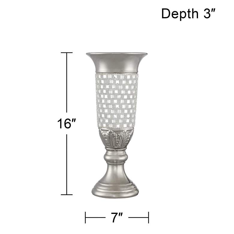 Image 4 Alino Crystal 16 inch High Silver Pillar Urn Vase more views