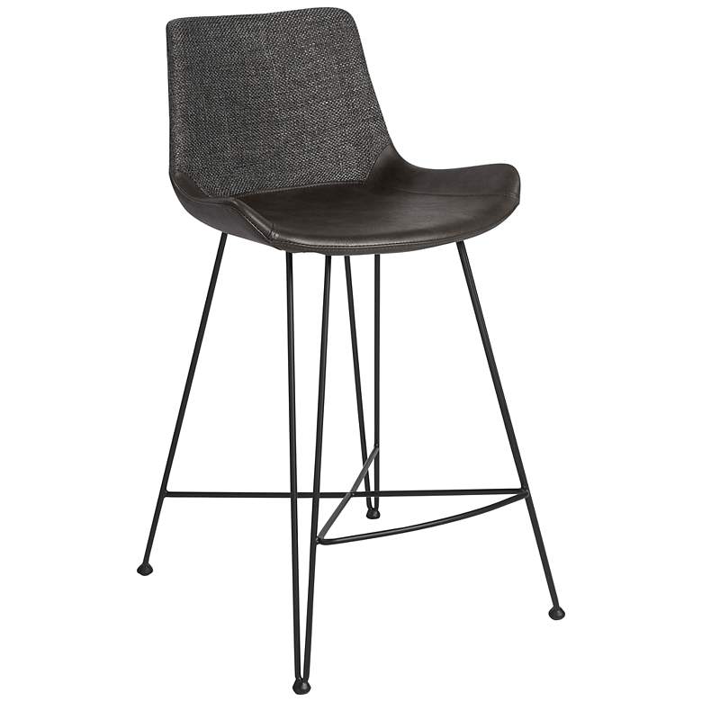 Image 1 Alisa 25 1/2 inch Dark Gray Leather Counter Stool