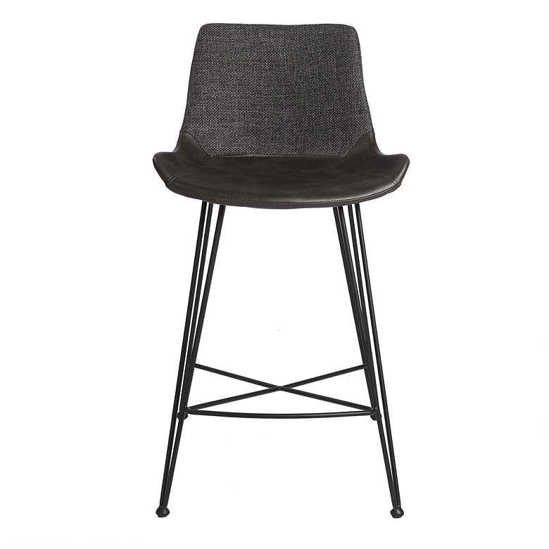 Image 2 Alisa 25 1/2 inch Dark Gray Leather Counter Stool more views