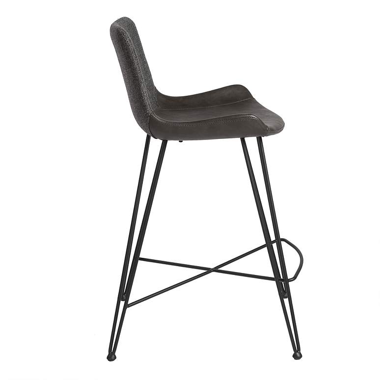 Image 3 Alisa 25 1/2 inch Dark Gray Leather Counter Stool more views