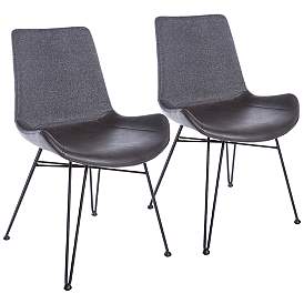 Image1 of Alisa Dark Gray Leatherette Modern Dining Side Chairs Set of 2