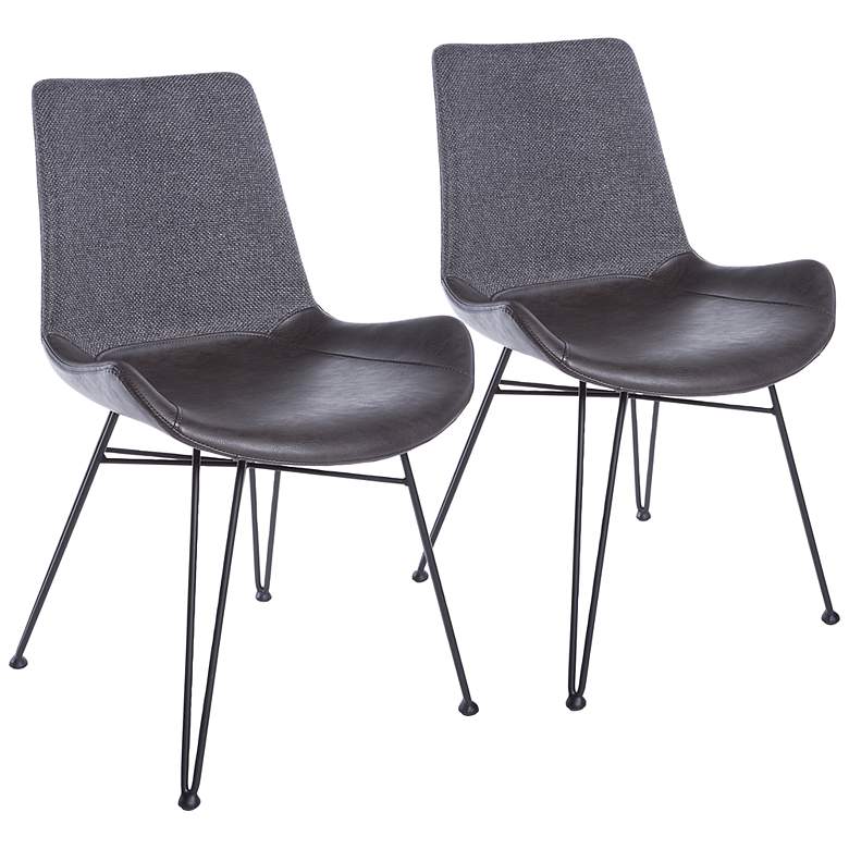 Image 1 Alisa Dark Gray Leatherette Modern Dining Side Chairs Set of 2
