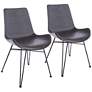 Alisa Dark Gray Leatherette Modern Dining Side Chairs Set of 2