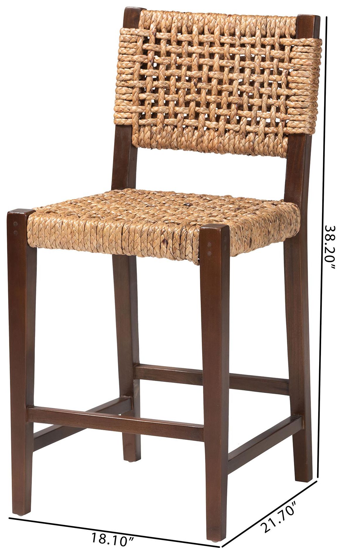 Alise 27 1/4" Woven Seagrass and Mahogany Bar Stool
