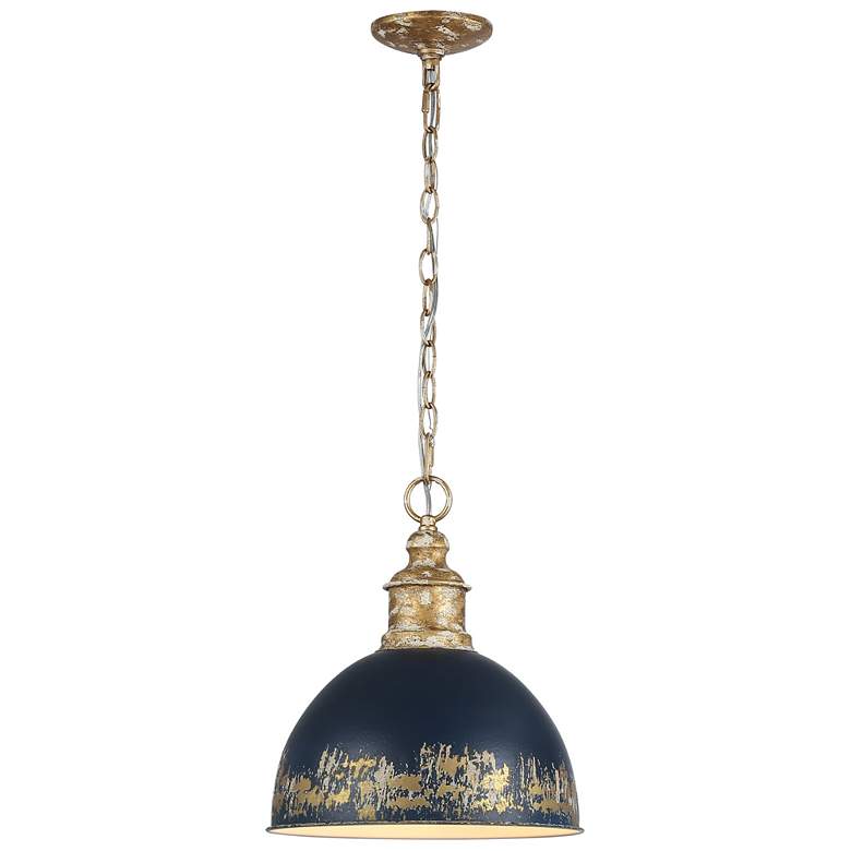 Image 1 Alison 1-Light Pendant in Vintage Gold with Antique Matte Navy