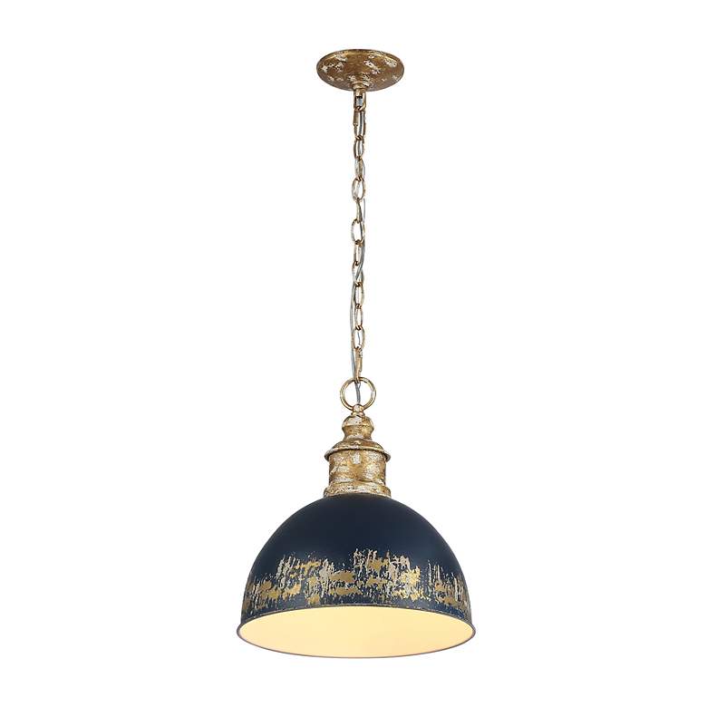 Image 2 Alison 1-Light Pendant in Vintage Gold with Antique Matte Navy more views