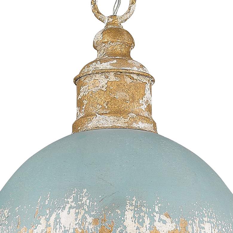 Image 3 Alison 14" Wide Vintage Gold Pendant Light with Teal Shade more views