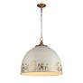 5_Alison 21" Wide Vintage Gold and Antique Ivory Pendant Light more views