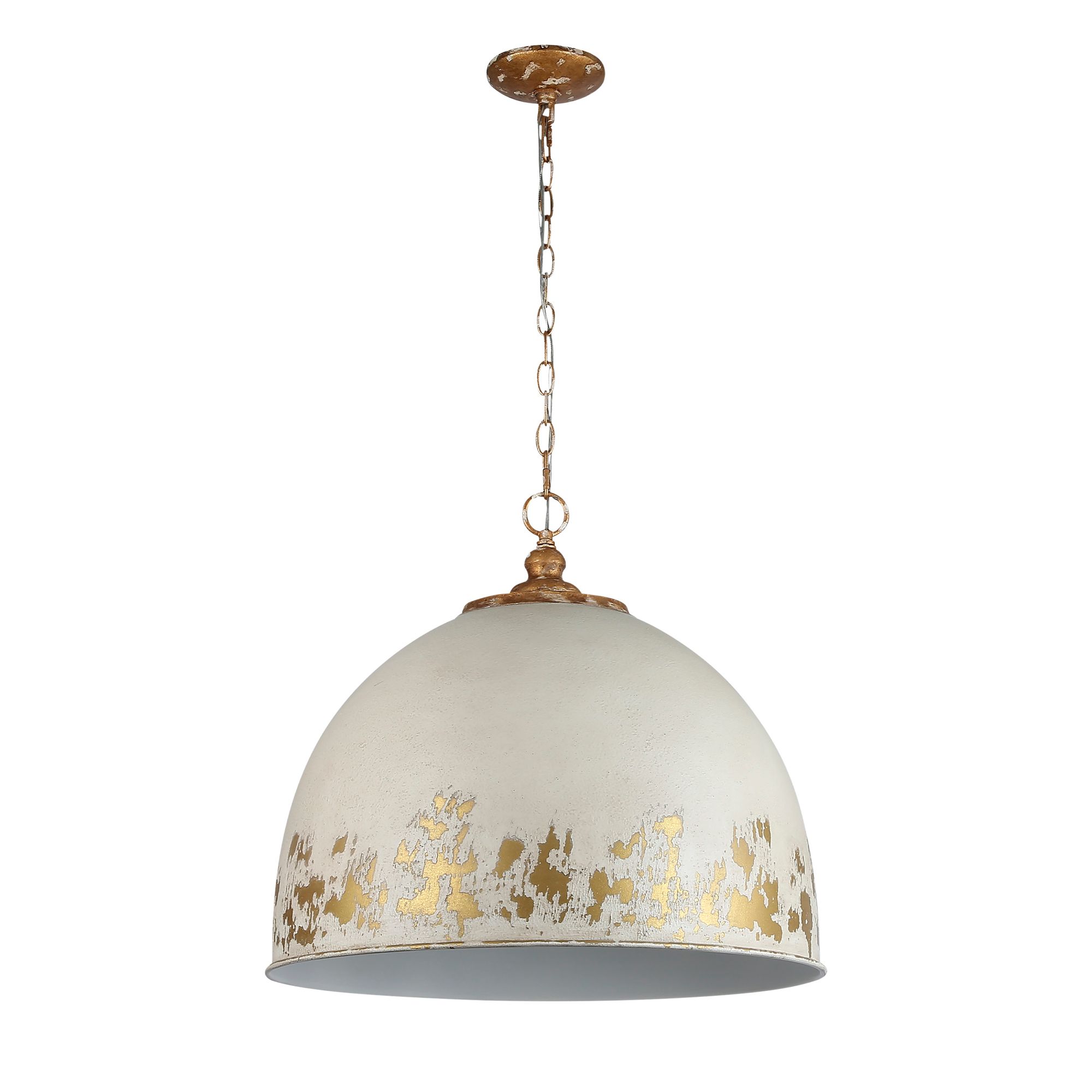 Alison 21" Wide Vintage Gold and Antique Ivory Pendant Light