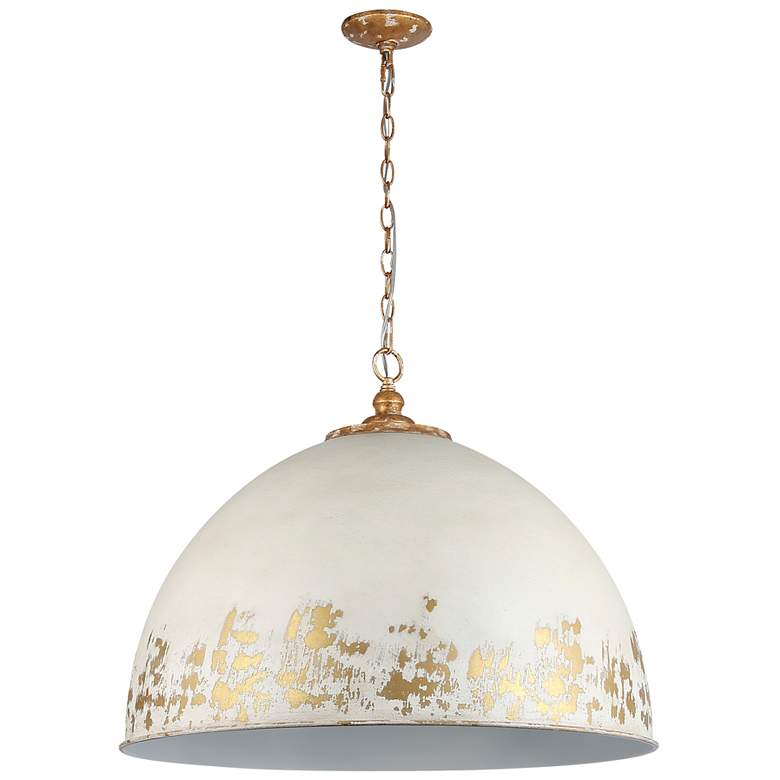Image 1 Alison 27" Wide Vintage Gold and Antique Ivory Pendant Light