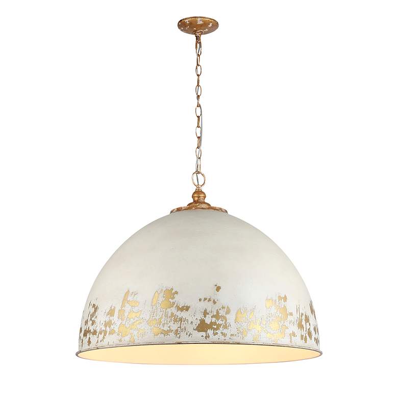 Image 2 Alison 27" Wide Vintage Gold and Antique Ivory Pendant Light more views