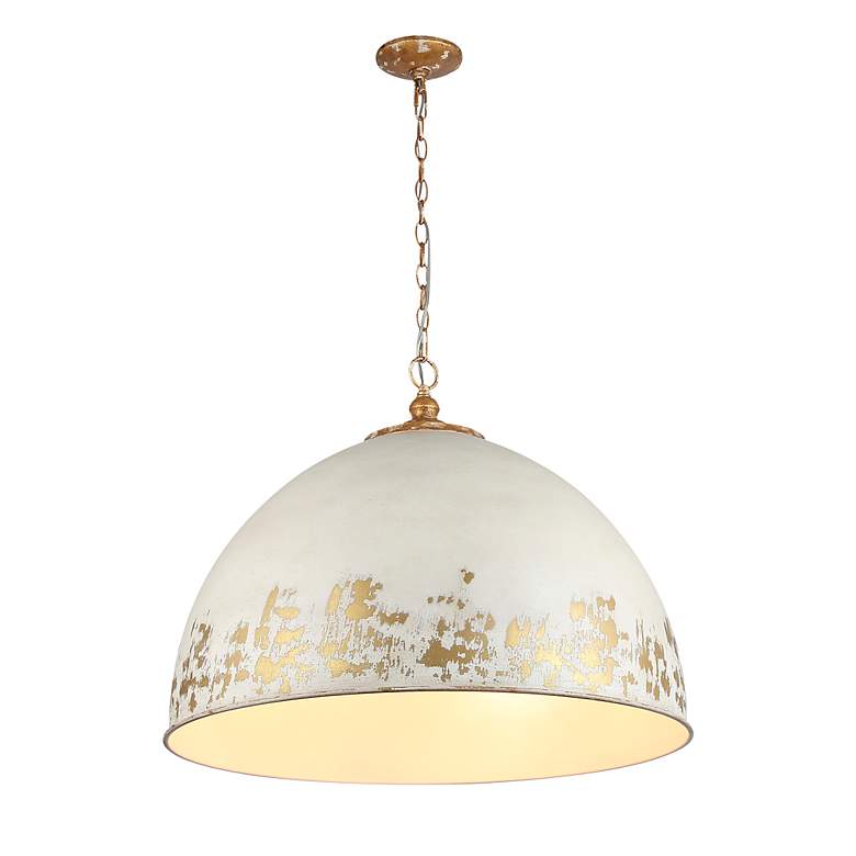 Image 4 Alison 27" Wide Vintage Gold and Antique Ivory Pendant Light more views