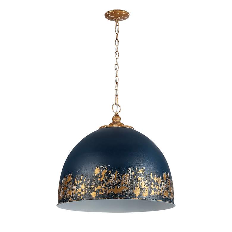 Image 6 Alison 5-Light Pendant in Vintage Gold with Antique Matte Navy more views