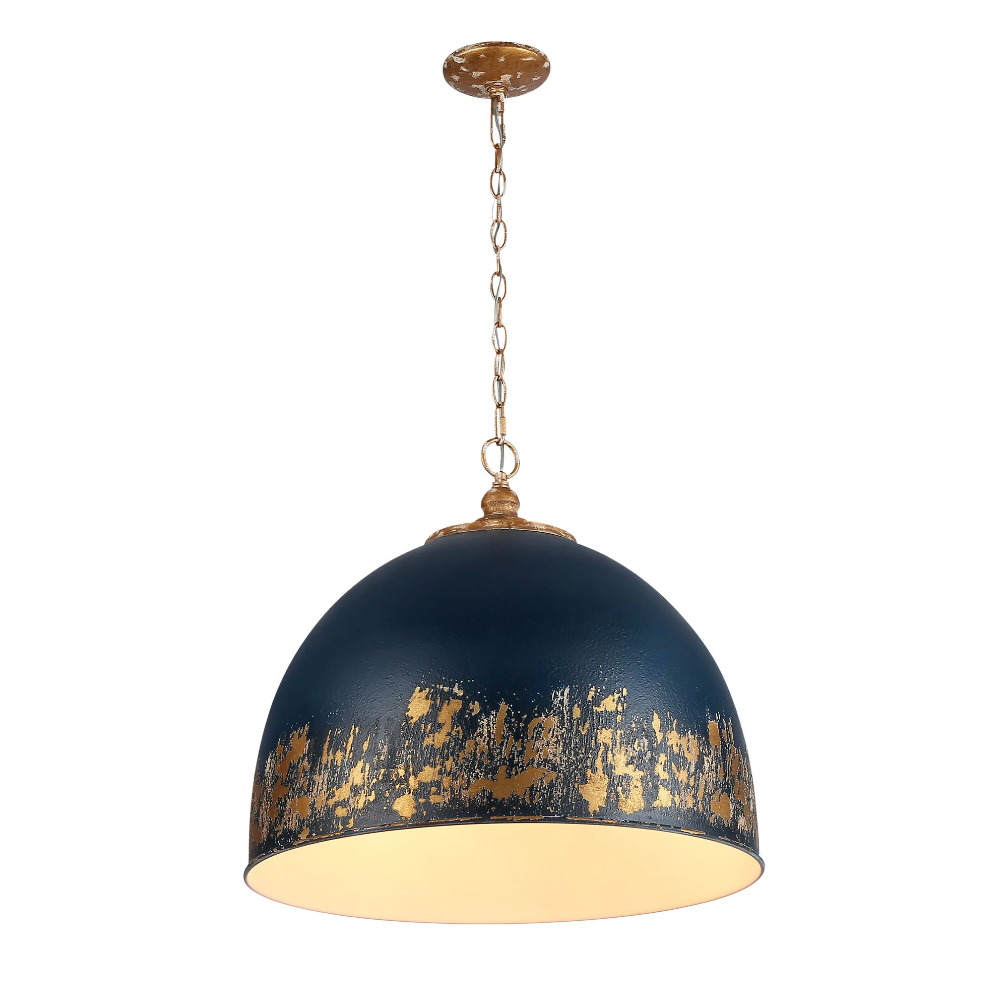 Alison 5-Light Pendant in Vintage Gold with Antique Matte Navy