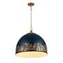 Alison 5-Light Pendant in Vintage Gold with Antique Matte Navy