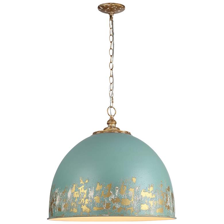 Image 1 Alison 5-Light Pendant in Vintage Gold with Teal