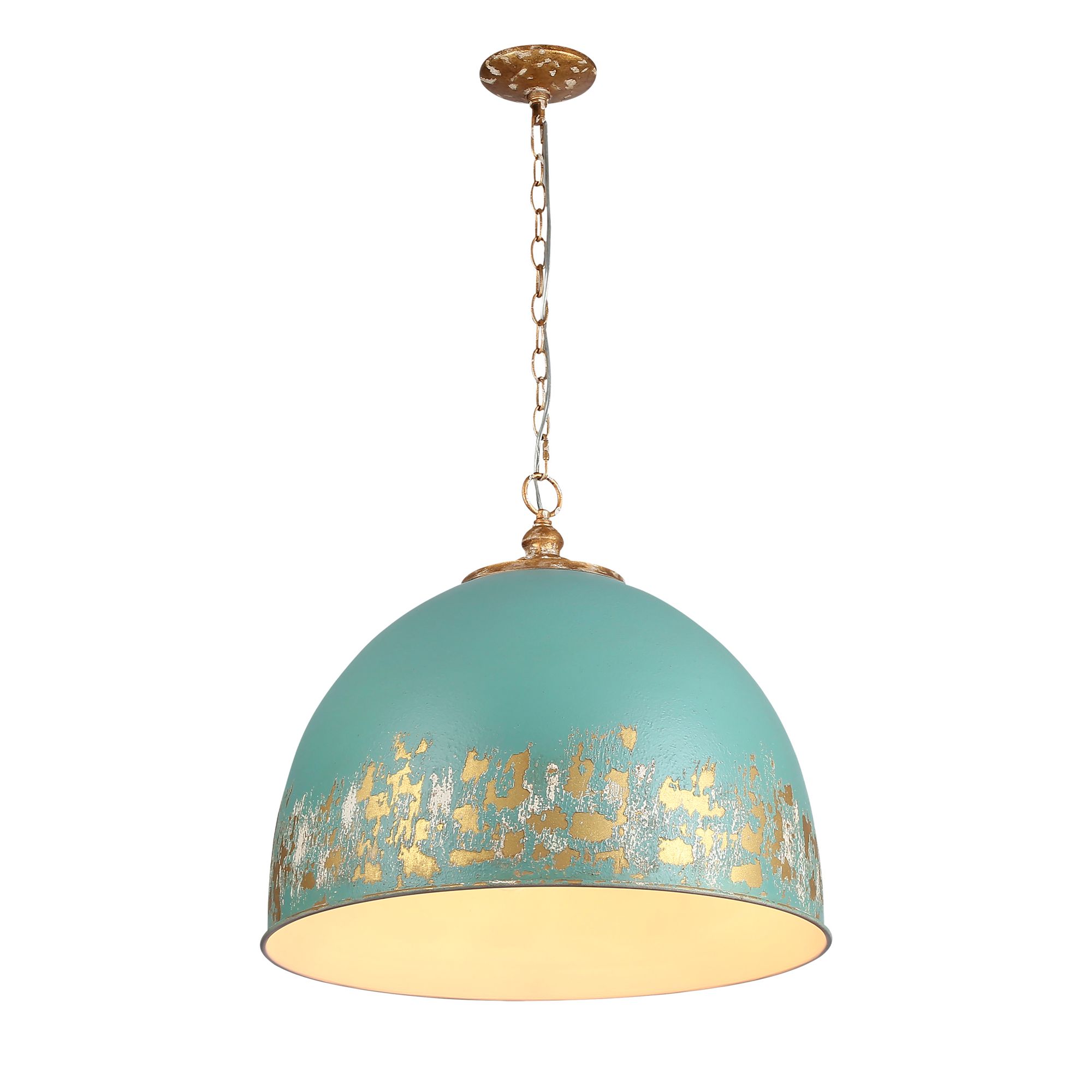 Alison 5-Light Pendant in Vintage Gold with Teal