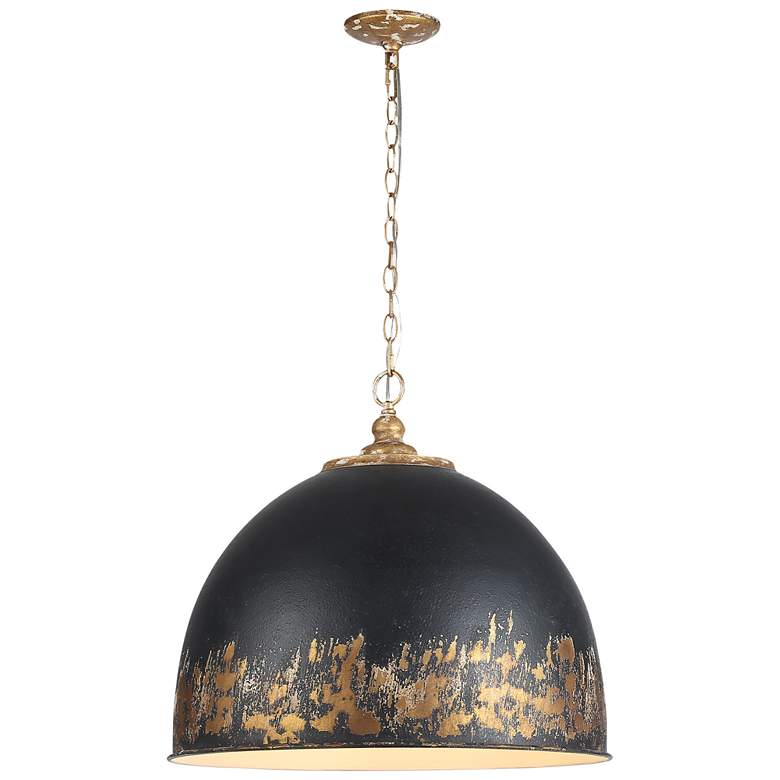 Image 1 Alison 5-Light Pendant in Vintage Gold with Weathered Black Iron