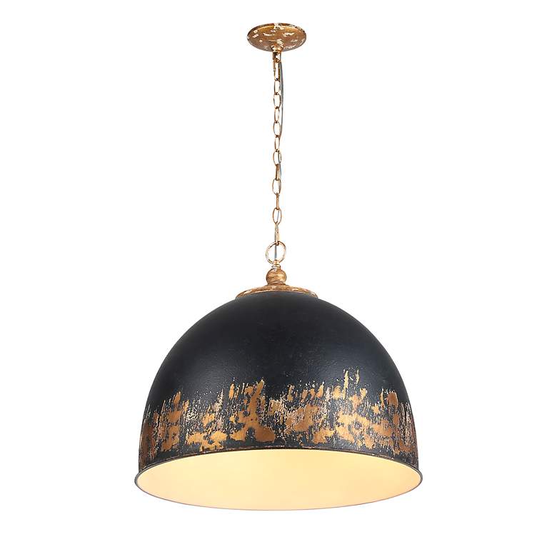 Image 7 Alison 5-Light Pendant in Vintage Gold with Weathered Black Iron more views