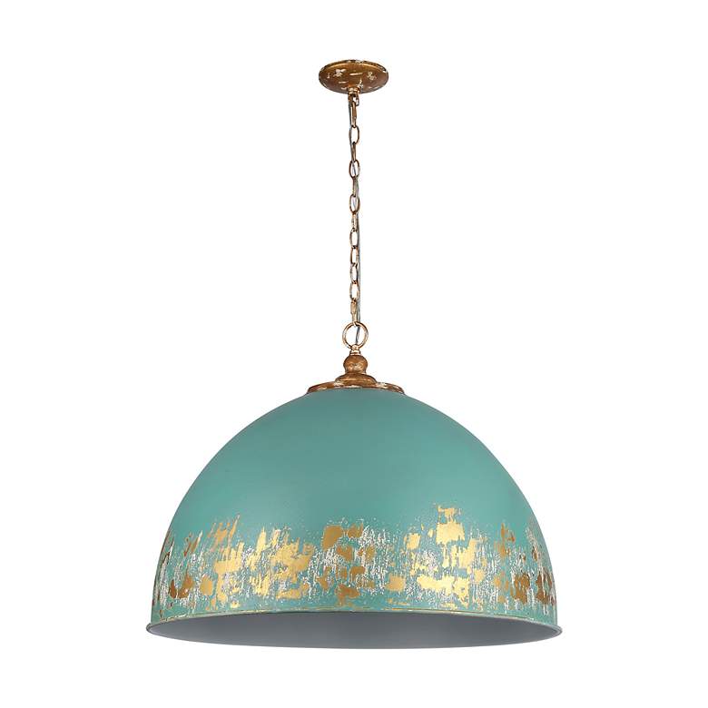 Image 3 Alison 8-Light Pendant in Vintage Gold with Teal more views