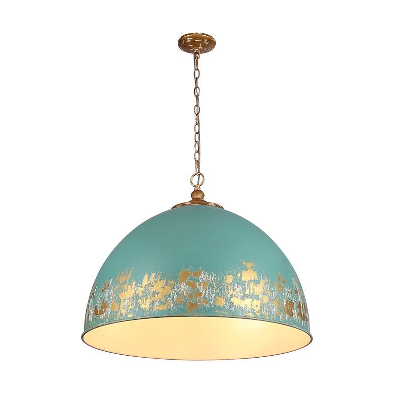 Image 6 Alison 8-Light Pendant in Vintage Gold with Teal more views