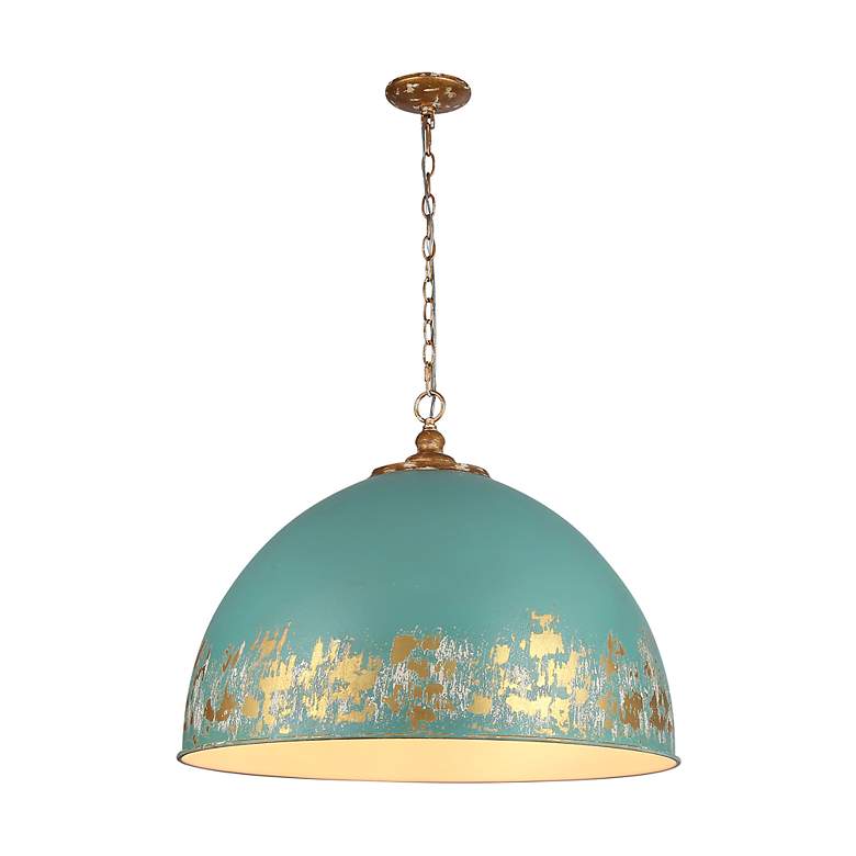 Image 7 Alison 8-Light Pendant in Vintage Gold with Teal more views