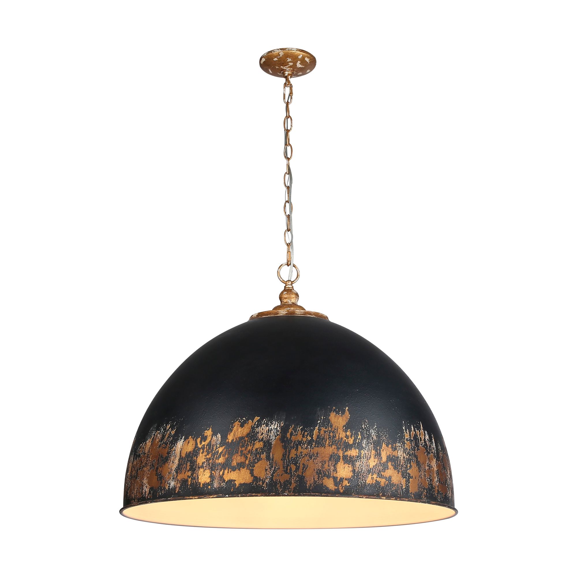 Alison 8-Light Pendant in Vintage Gold with Weathered Black Iron