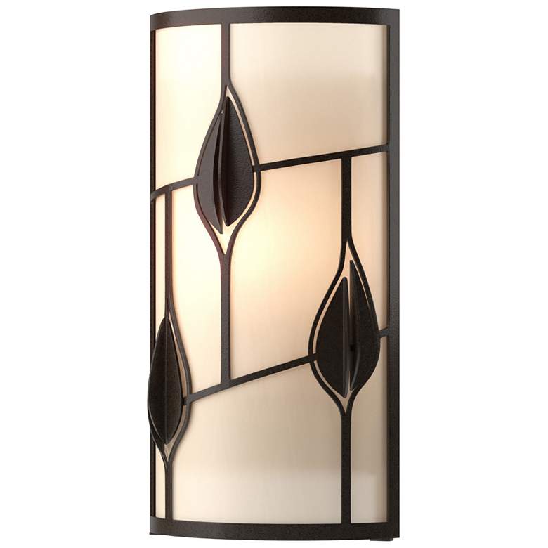 Image 1 Alison's Leaves Sconce - Oil Rubbed Bronze - White Art Glass