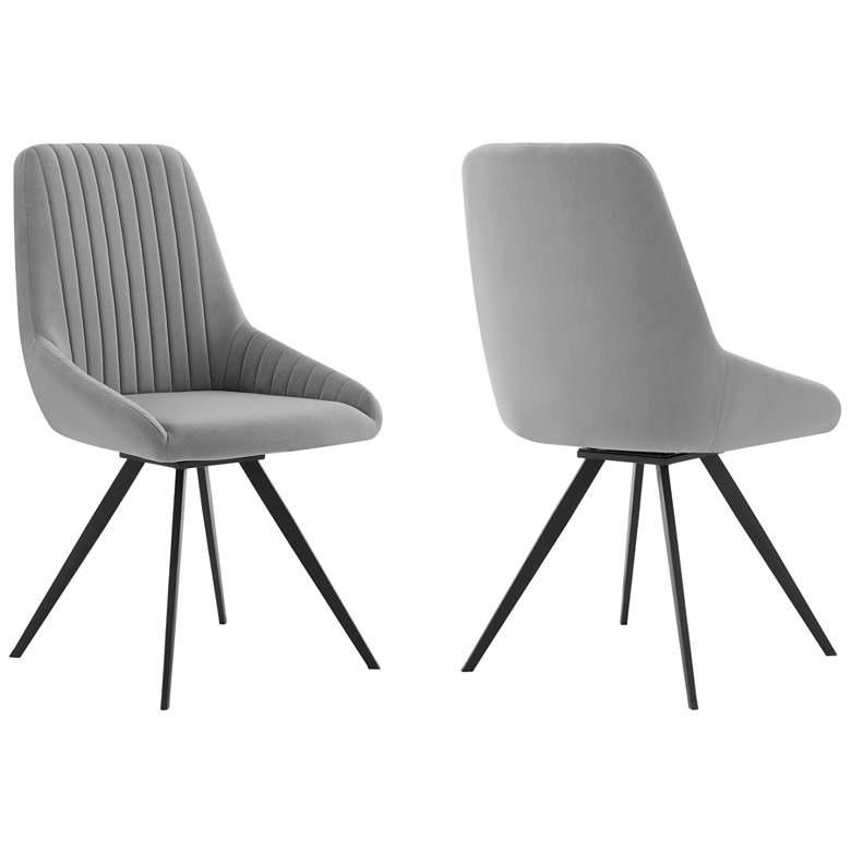 Image 1 Alison Set of 2 Dining Chairs in Gray Velvet and Metal