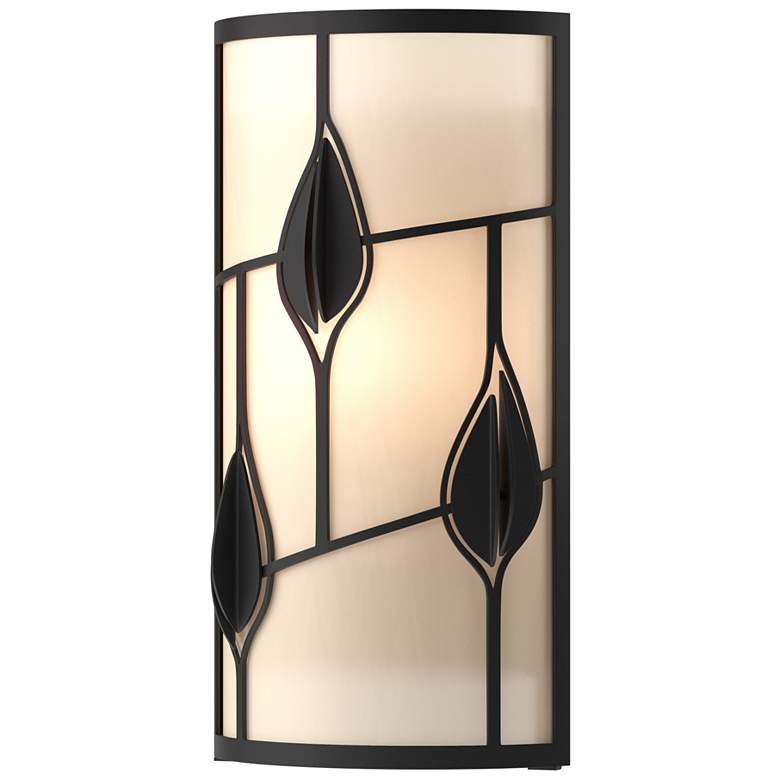 Image 1 Alisons Leaves Sconce - Black Finish - White Art Glass