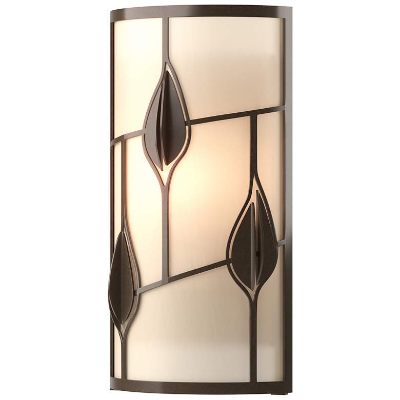 Image 1 Alisons Leaves Sconce - Bronze Finish - White Art Glass