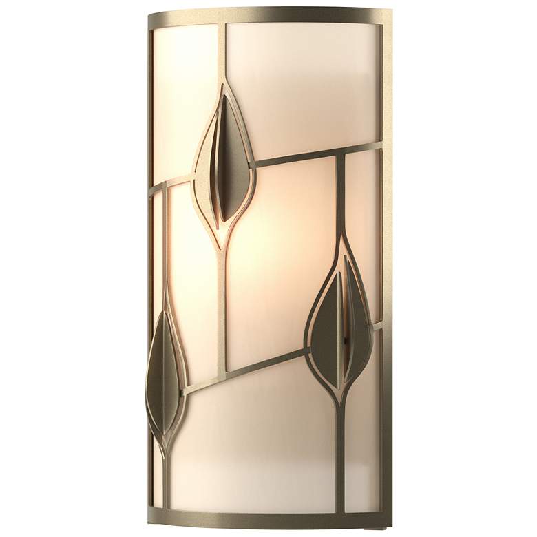 Image 1 Alisons Leaves Sconce - Soft Gold Finish - White Art Glass