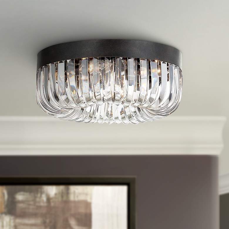 Image 1 Alister 17" Wide Charcoal Bronze and Crystal Ceiling Light