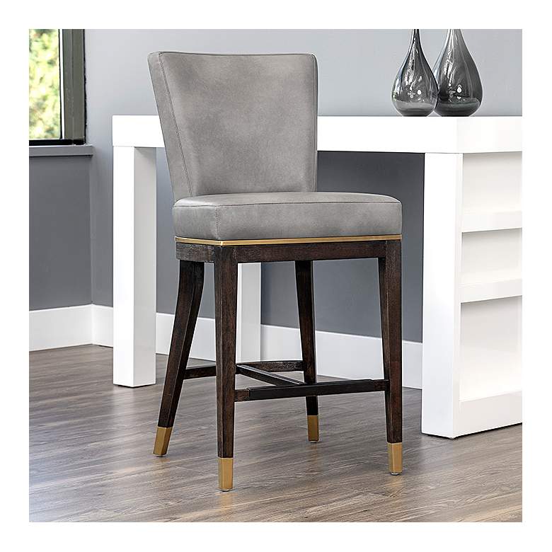 Image 1 Alister 27 3/4" High Gray and Gold Counter Stool