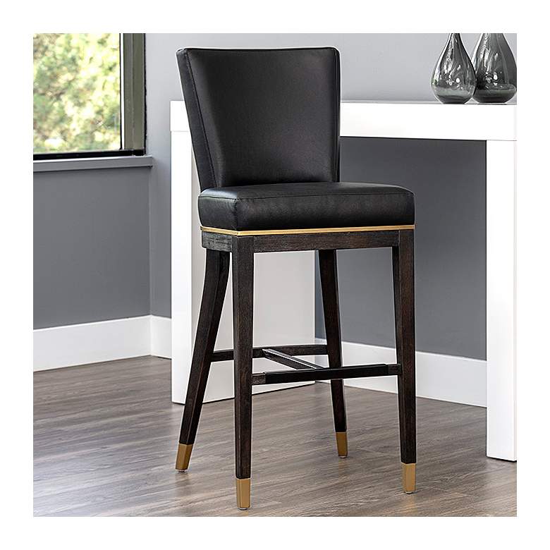 Image 1 Alister 31 3/4 inch High Black and Gold Barstool