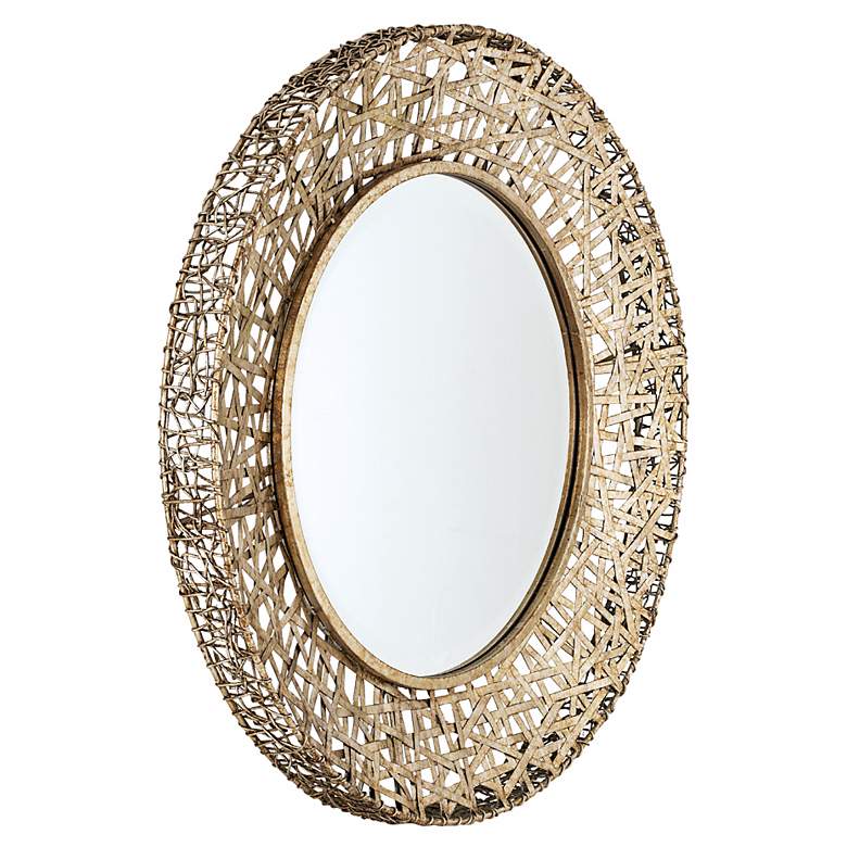Image 3 Alita Champagne Woven Metal 32 inch Round Wall Mirror more views
