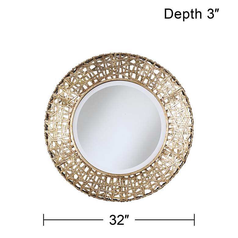 Image 5 Alita Champagne Woven Metal 32 inch Round Wall Mirror more views