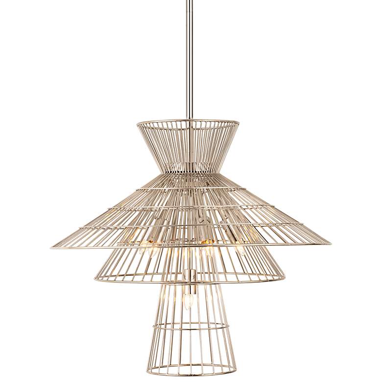 Image 3 Alito 25" Wide Polished Nickel 6-Light Cage Chandelier