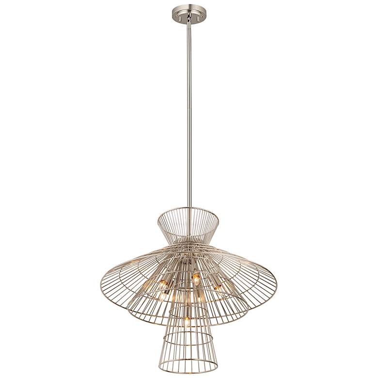 Image 6 Alito 25" Wide Polished Nickel 6-Light Cage Chandelier more views