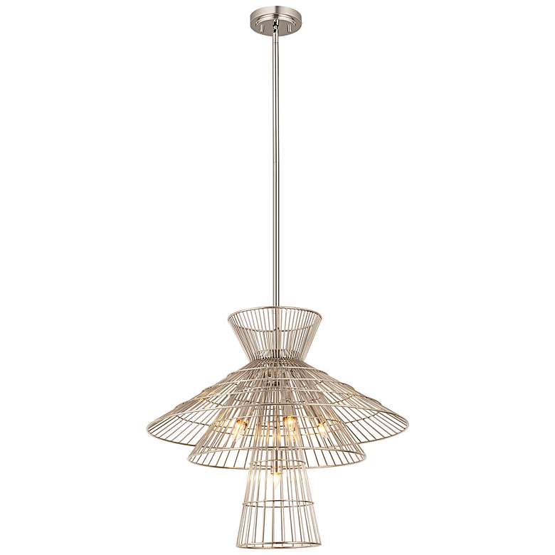 Image 7 Alito 25" Wide Polished Nickel 6-Light Cage Chandelier more views