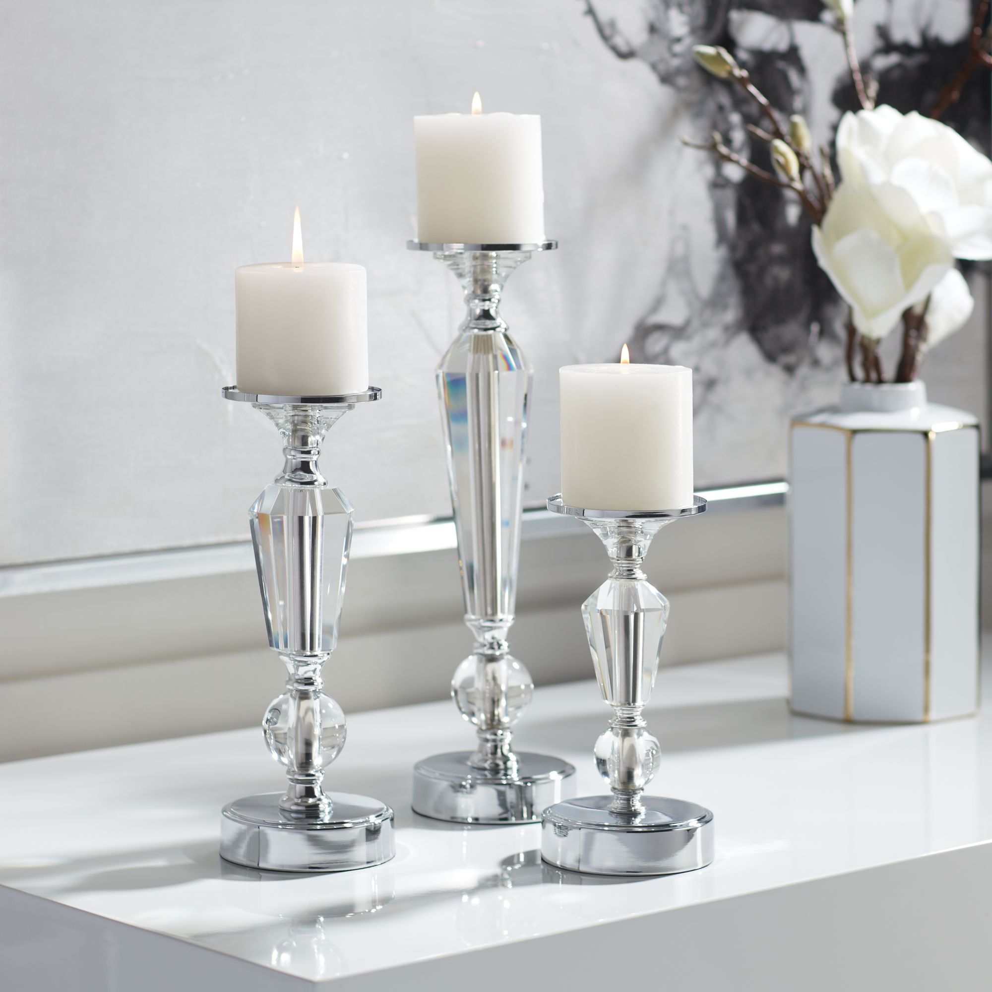 Chrome candle deals sconces