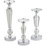 Alix Chrome and Crystal Pillar Candle Holders Set of 3 in scene